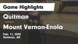Quitman  vs Mount Vernon-Enola Game Highlights - Feb. 11, 2020