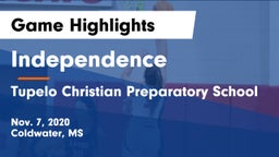 Independence  vs Tupelo Christian Preparatory School Game Highlights - Nov. 7, 2020