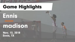 Ennis  vs madison Game Highlights - Nov. 13, 2018