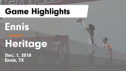 Ennis  vs Heritage  Game Highlights - Dec. 1, 2018