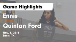 Ennis  vs Quinlan Ford  Game Highlights - Nov. 3, 2018