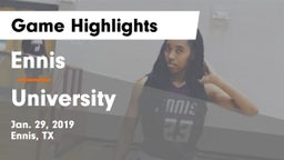 Ennis  vs University  Game Highlights - Jan. 29, 2019