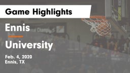 Ennis  vs University  Game Highlights - Feb. 4, 2020