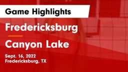 Fredericksburg  vs Canyon Lake  Game Highlights - Sept. 16, 2022