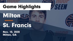 Milton  vs St. Francis  Game Highlights - Nov. 10, 2020