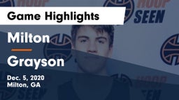 Milton  vs Grayson  Game Highlights - Dec. 5, 2020