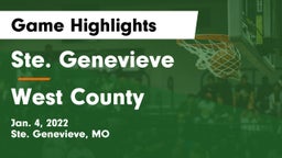 Ste. Genevieve  vs West County  Game Highlights - Jan. 4, 2022
