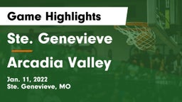 Ste. Genevieve  vs Arcadia Valley Game Highlights - Jan. 11, 2022