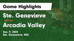 Ste. Genevieve  vs Arcadia Valley  Game Highlights - Jan. 9, 2024