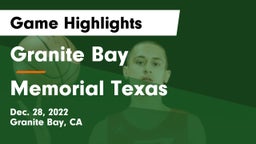 Granite Bay  vs Memorial Texas Game Highlights - Dec. 28, 2022