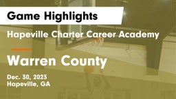 Hapeville Charter Career Academy vs Warren County  Game Highlights - Dec. 30, 2023