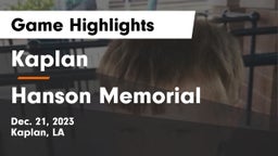 Kaplan  vs Hanson Memorial  Game Highlights - Dec. 21, 2023