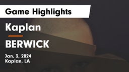 Kaplan  vs BERWICK Game Highlights - Jan. 3, 2024
