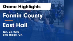 Fannin County  vs East Hall  Game Highlights - Jan. 24, 2020