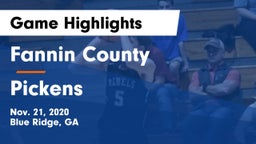 Fannin County  vs Pickens  Game Highlights - Nov. 21, 2020