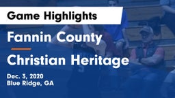 Fannin County  vs Christian Heritage  Game Highlights - Dec. 3, 2020