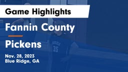 Fannin County  vs Pickens  Game Highlights - Nov. 28, 2023