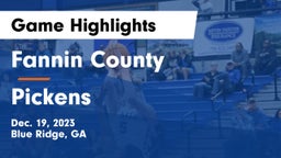 Fannin County  vs Pickens  Game Highlights - Dec. 19, 2023