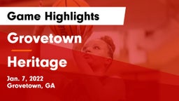 Grovetown  vs Heritage  Game Highlights - Jan. 7, 2022