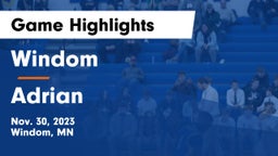 Windom  vs Adrian  Game Highlights - Nov. 30, 2023