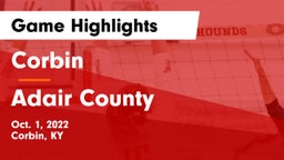 Corbin  vs Adair County  Game Highlights - Oct. 1, 2022