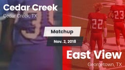 Matchup: Cedar Creek High vs. East View  2018