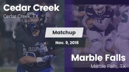 Matchup: Cedar Creek High vs. Marble Falls  2018