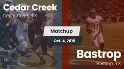 Matchup: Cedar Creek High vs. Bastrop  2019