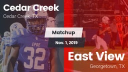 Matchup: Cedar Creek High vs. East View  2019