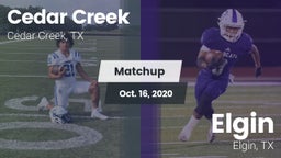 Matchup: Cedar Creek High vs. Elgin  2020