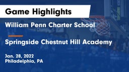 William Penn Charter School vs Springside Chestnut Hill Academy  Game Highlights - Jan. 28, 2022