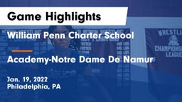William Penn Charter School vs Academy-Notre Dame De Namur  Game Highlights - Jan. 19, 2022