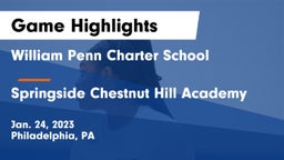 William Penn Charter School vs Springside Chestnut Hill Academy  Game Highlights - Jan. 24, 2023