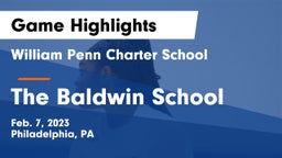 William Penn Charter School vs  The Baldwin School Game Highlights - Feb. 7, 2023