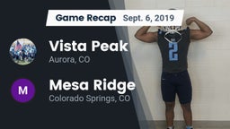 Recap: Vista Peak  vs. Mesa Ridge  2019