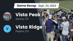 Recap: Vista Peak  vs. Vista Ridge  2022