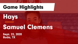 Hays  vs Samuel Clemens  Game Highlights - Sept. 22, 2020