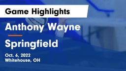 Anthony Wayne  vs Springfield  Game Highlights - Oct. 6, 2022