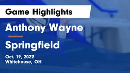Anthony Wayne  vs Springfield  Game Highlights - Oct. 19, 2022