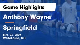 Anthony Wayne  vs Springfield  Game Highlights - Oct. 24, 2022
