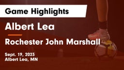 Albert Lea  vs Rochester John Marshall  Game Highlights - Sept. 19, 2023