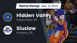 Recap: Hidden Valley  vs. Siuslaw  2019