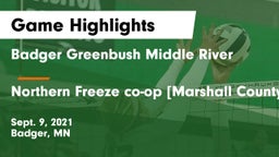 Badger Greenbush Middle River vs Northern Freeze co-op [Marshall County Central/Tri-County]  Game Highlights - Sept. 9, 2021