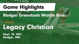 Badger Greenbush Middle River vs Legacy Christian Game Highlights - Sept. 24, 2021