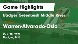Badger Greenbush Middle River vs Warren-Alvarado-Oslo  Game Highlights - Oct. 28, 2021
