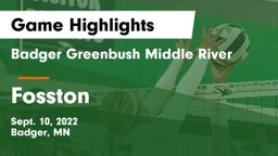 Badger Greenbush Middle River vs Fosston Game Highlights - Sept. 10, 2022