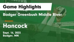 Badger Greenbush Middle River vs Hancock  Game Highlights - Sept. 16, 2023
