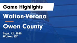 Walton-Verona  vs Owen County  Game Highlights - Sept. 12, 2020