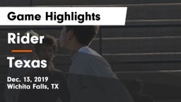 Rider  vs Texas  Game Highlights - Dec. 13, 2019