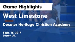 West Limestone  vs Decatur Heritage Christian Academy  Game Highlights - Sept. 16, 2019